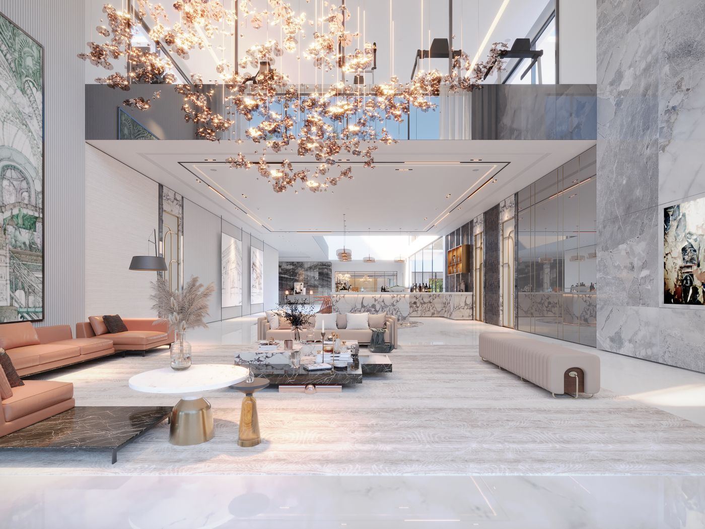 Double-height luxury interior (stock photo)